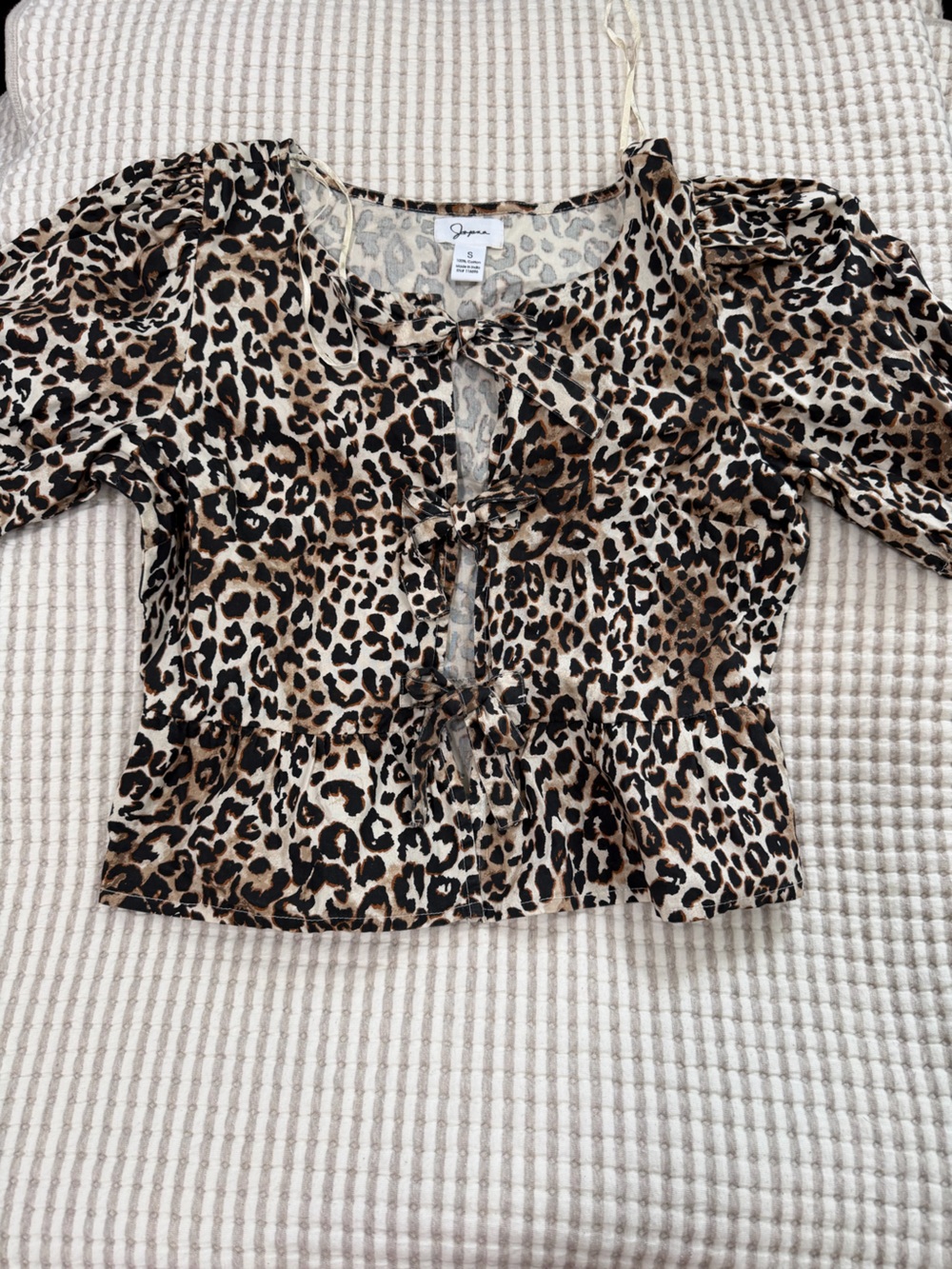 Aqua Leopard Print Tie-Front Shorts - Brown/Black/Cream